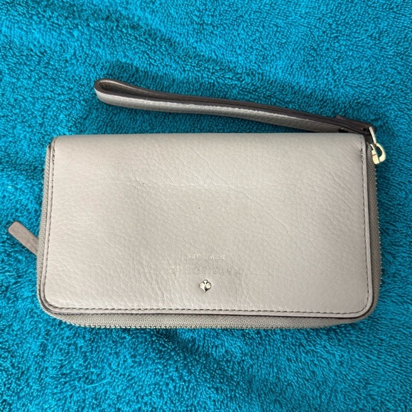 Kate Spade Wristlet Clutch Wallet Gray/Oatmeal - Picture 3 of 8